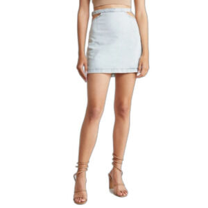 We Wore What Nordstroms Cut Out Skirt denim indigo comfort super light sz M NWT